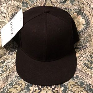 Adjustable, Black, Straight-brimmed hat